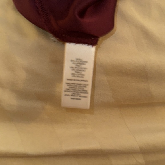 Like new!  Worn once, maroon silky Express top, cut out sleeves with lace back - Picture 4 of 4